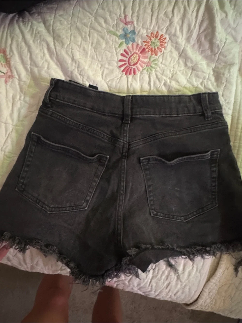 Divided Black Frayed Hem Denim Shorts